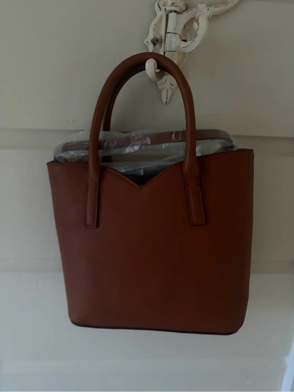LC Lauren Conrad Cognac Brown Structured Tote